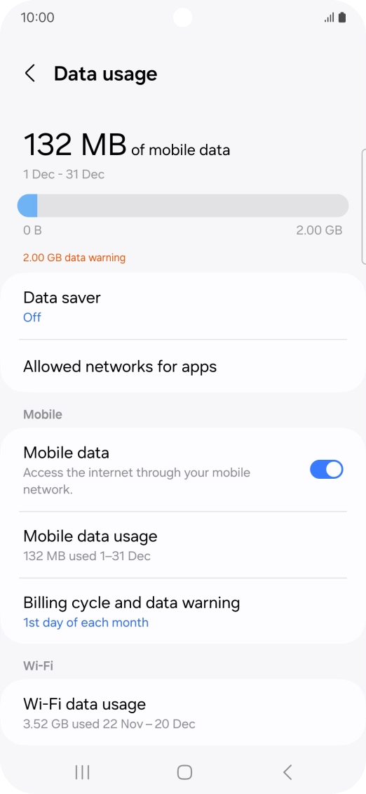 The total data usage is displayed.