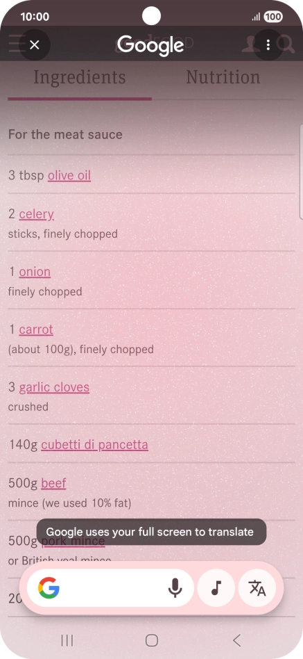 Press the translation icon.