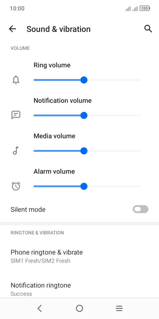 Press Phone ringtone & vibrate.