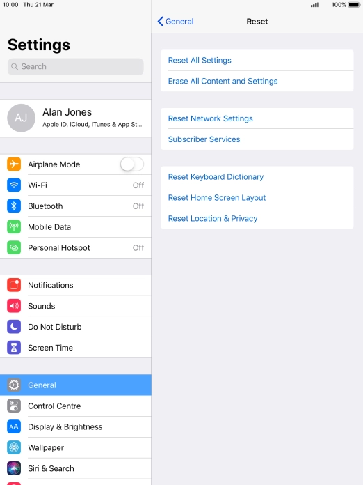Press Reset All Settings.