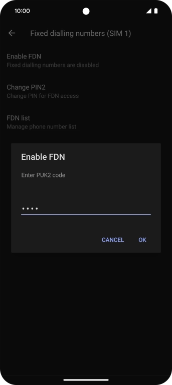 Key in your PIN2 and press OK. The default PIN2 is 0000.