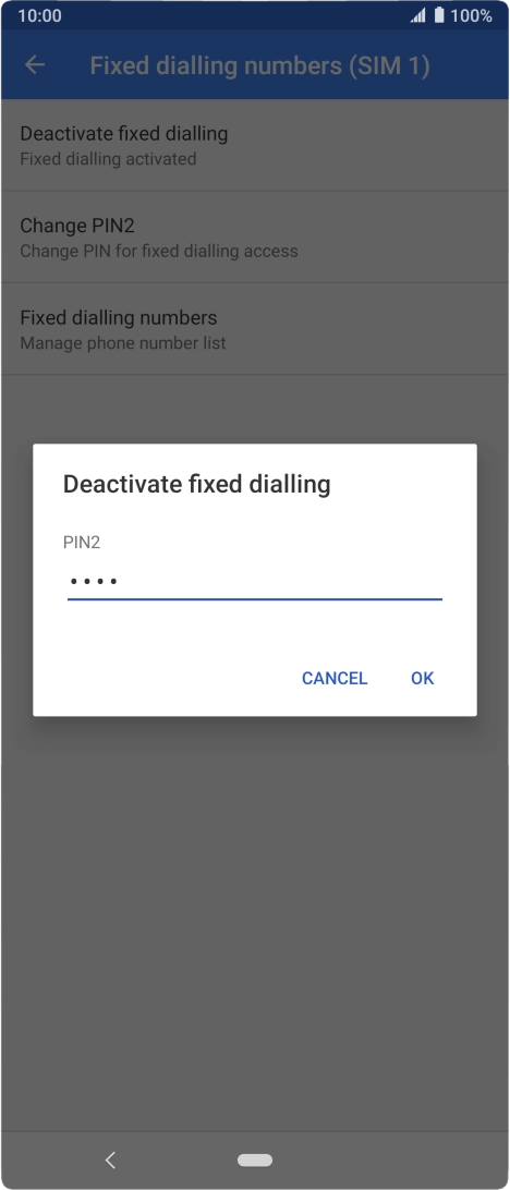 Key in your PIN2 and press OK. The default PIN2 is 0000.