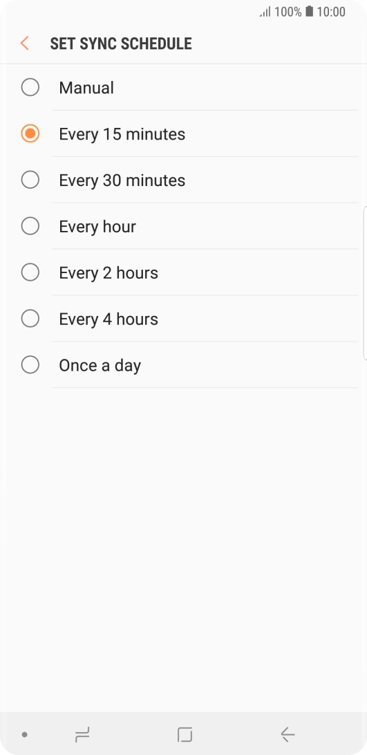 Press the required setting.