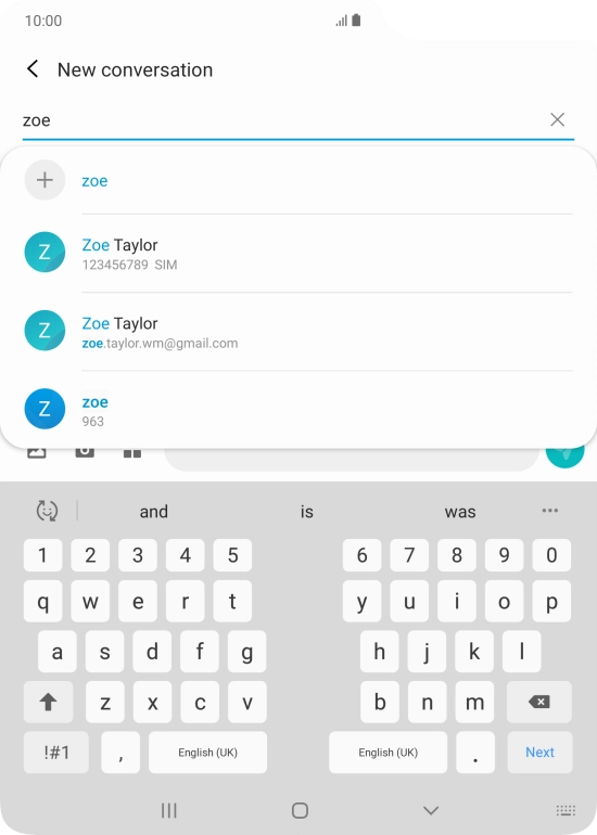 Press the required contact.