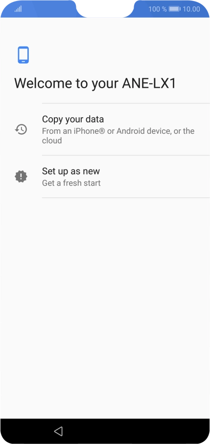 You can transfer the contents of another phone to your phone when it's activated for the first time and after a factory reset. When this screen is displayed, your phone is ready to transfer contents from another phone.
