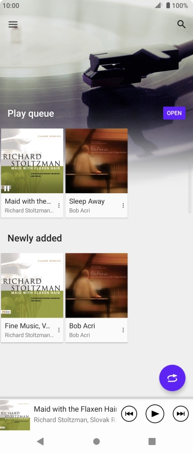 Slide your finger right starting from the left side of the screen.