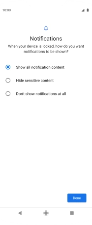 Press the required setting.