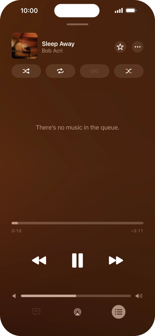 Press the shuffle icon to turn the function on or off.