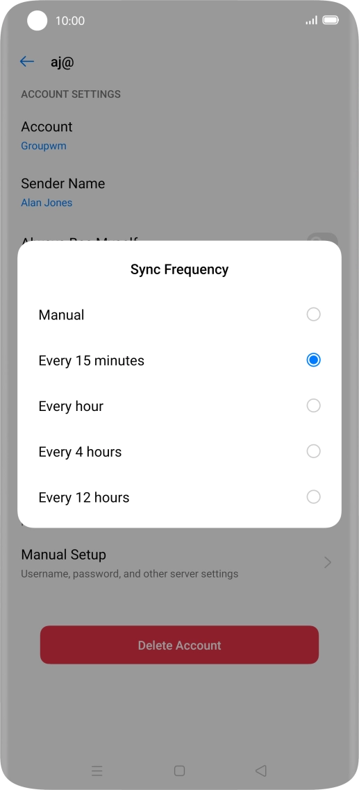Press the required setting.