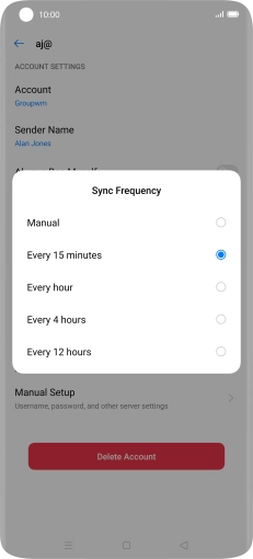 Press the required setting.