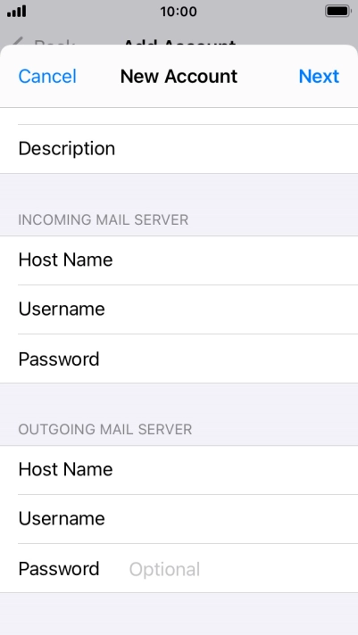 Press Password and key in the password for your email account.