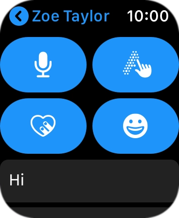 Press the microphone icon and follow the instructions on the screen to record and send the message.