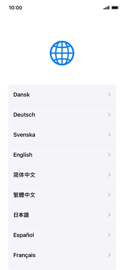 Press the required language.