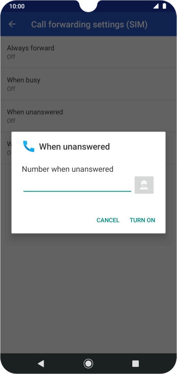 Key in +447953222222 and press TURN ON.