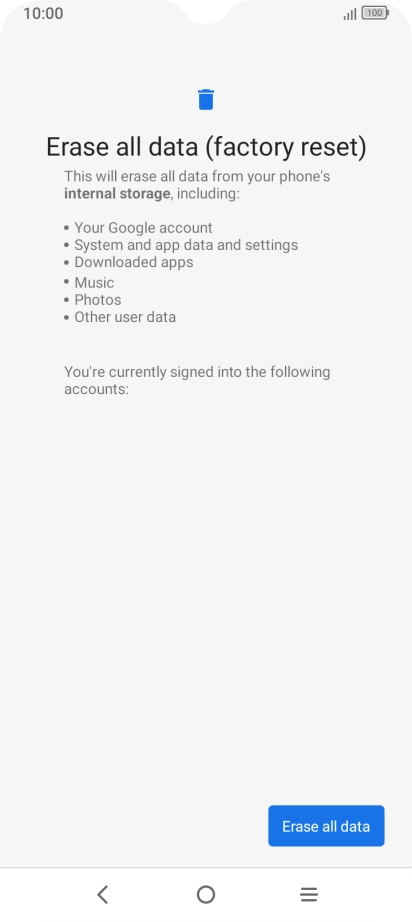Press Erase all data.