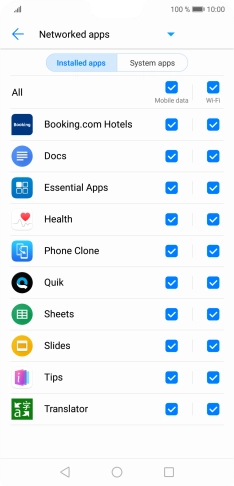 Press the field next to the application name in the 