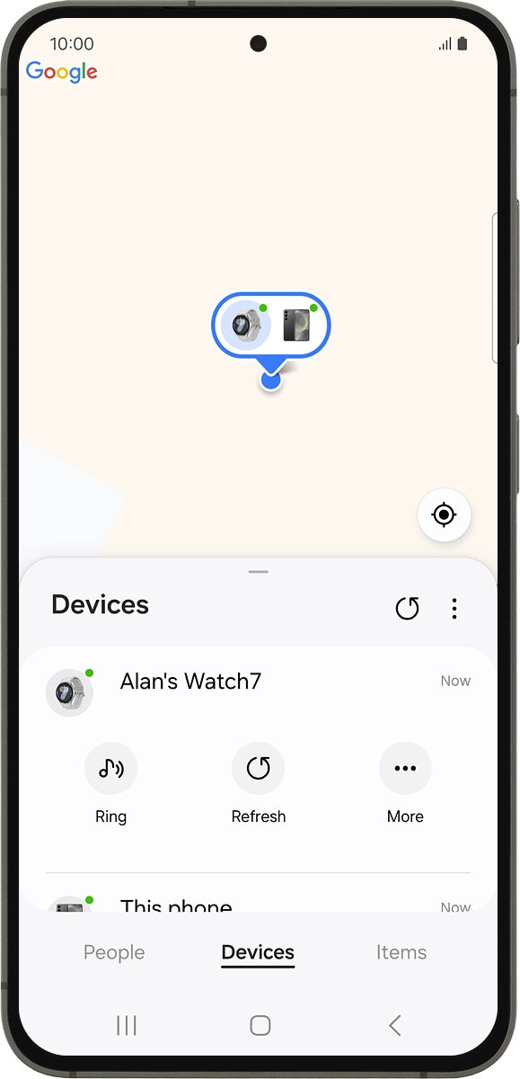 The latest position of your smartwatch is displayed on the map.