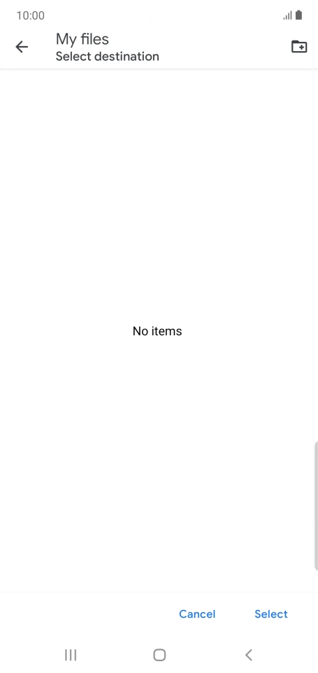To create a new folder, press the new folder icon and follow the instructions on the screen to create a new folder.