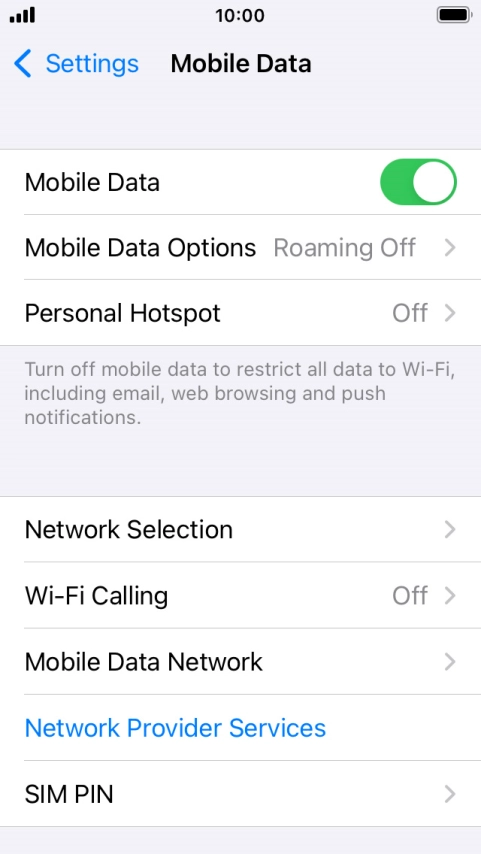 Press Mobile Data Options.
