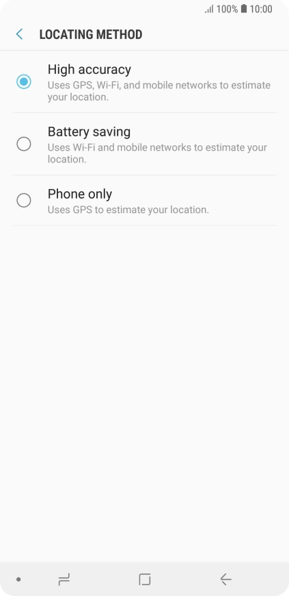If you select High accuracy, your phone can find your exact position using the GPS satellites, the mobile network and nearby Wi-Fi networks. Satellite-based GPS requires a clear view of the sky.