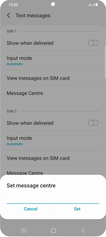 Key in +447958879879 and press Set.