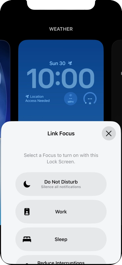 Press the required focus mode.