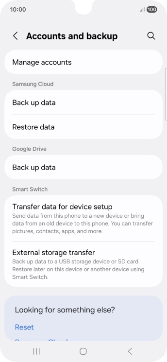 Press Manage accounts.