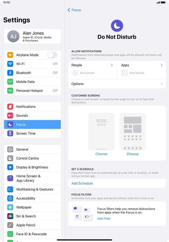 Press People and follow the instructions on the screen to select which contacts you would like to receive calls and notifications from when Do Not Disturb is turned on.