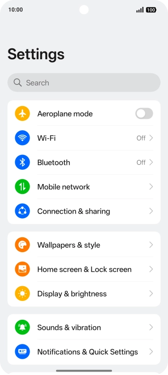 Press Connection & sharing.