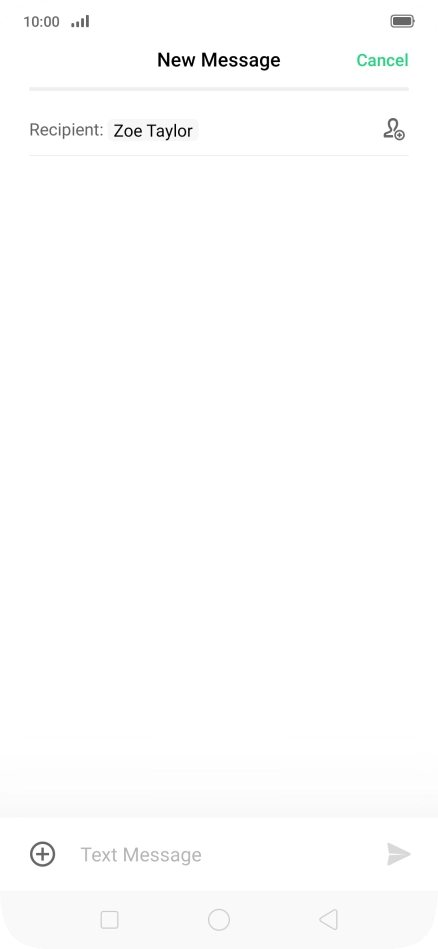 Press the text input field and write the text for your SMS.