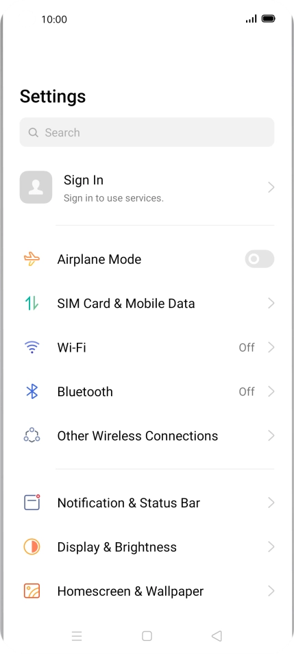 Press SIM Card & Mobile Data.