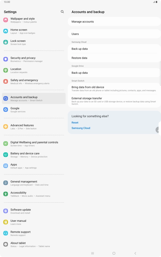 Press Manage accounts.