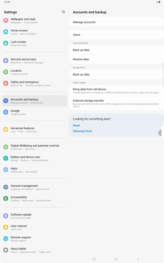 Press Manage accounts.