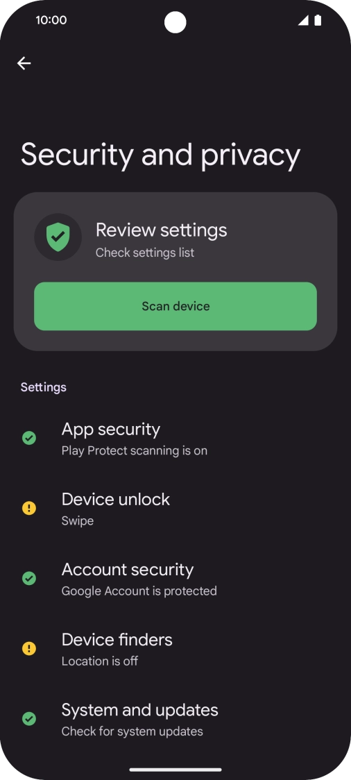Press Device unlock.