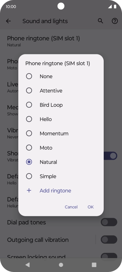 Press the required ring tones to hear them.
