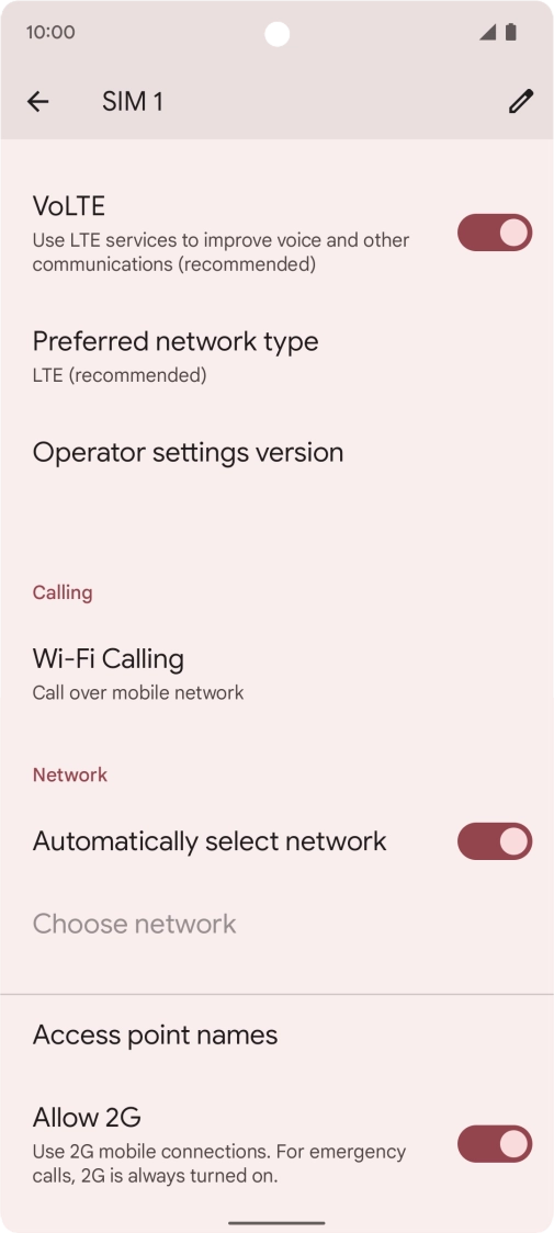 Press Preferred network type.
