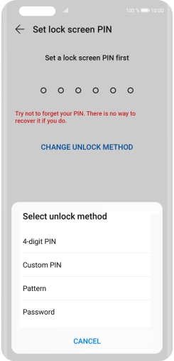 Press the required phone lock code and follow the instructions on the screen to create an additional phone lock code.