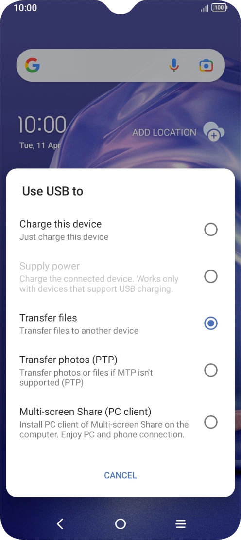 Press Transfer files.