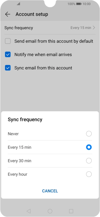 Press the required setting.