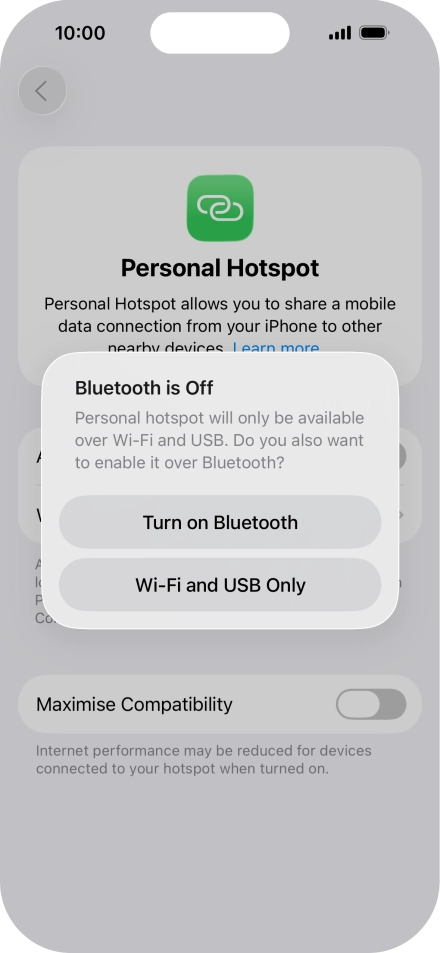 If Wi-Fi is turned on, press Wi-Fi and USB Only.