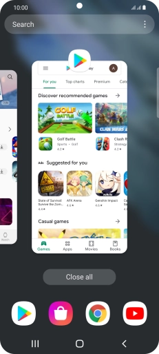 To end one running application, slide your finger upwards on the required application.