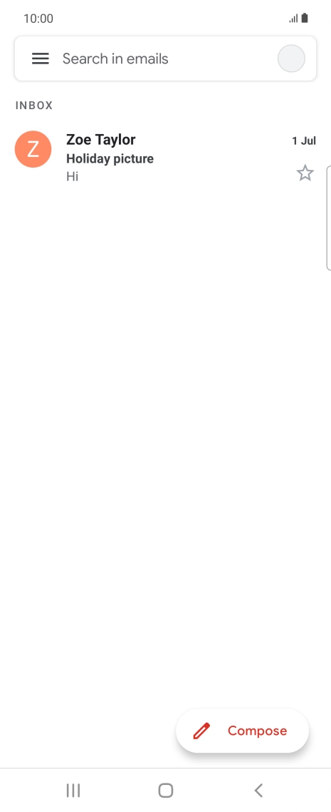 Press the email account icon.