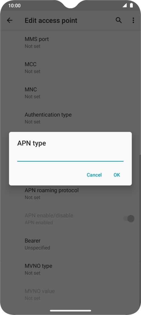 Key in default and press OK.