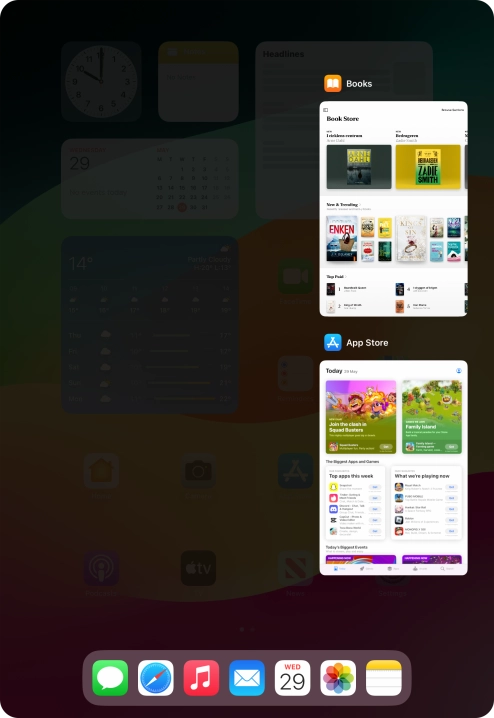 Slide upwards on the required application to end it.