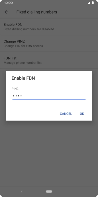 Key in your PIN2 and press OK. The default PIN2 is 0000.