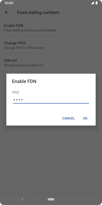 Key in your PIN2 and press OK. The default PIN2 is 0000.