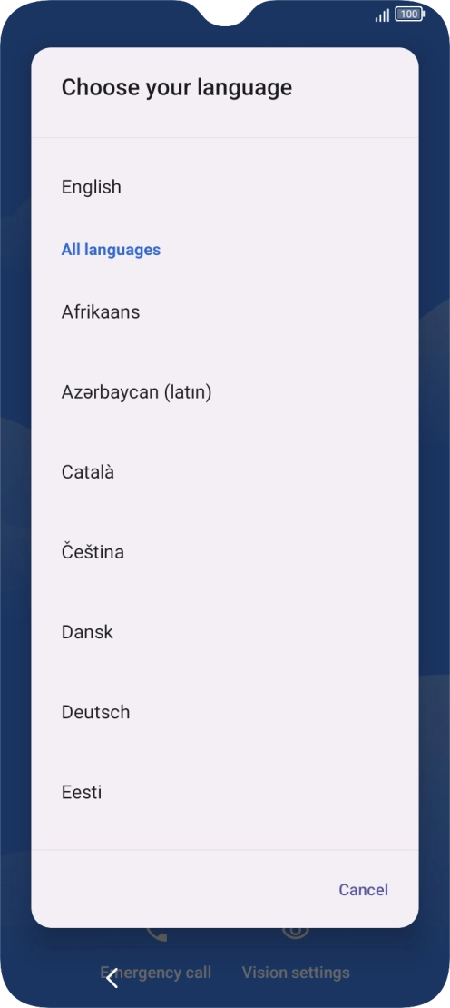 Press the required language.