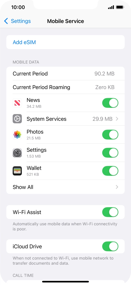 The total data usage is displayed next to Current Period.