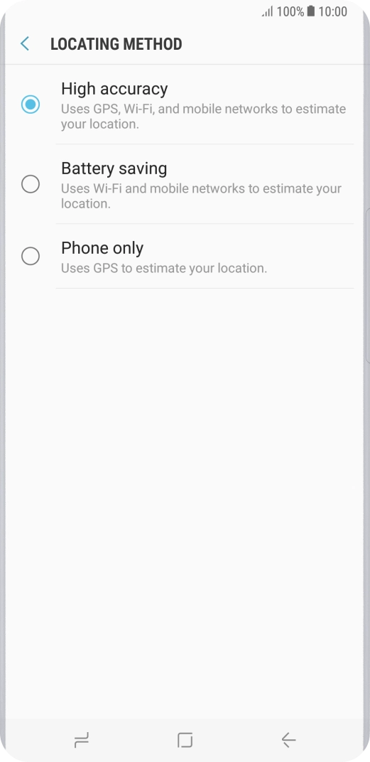 If you select High accuracy, your phone can find your exact position using the GPS satellites, the mobile network and nearby Wi-Fi networks. Satellite-based GPS requires a clear view of the sky.