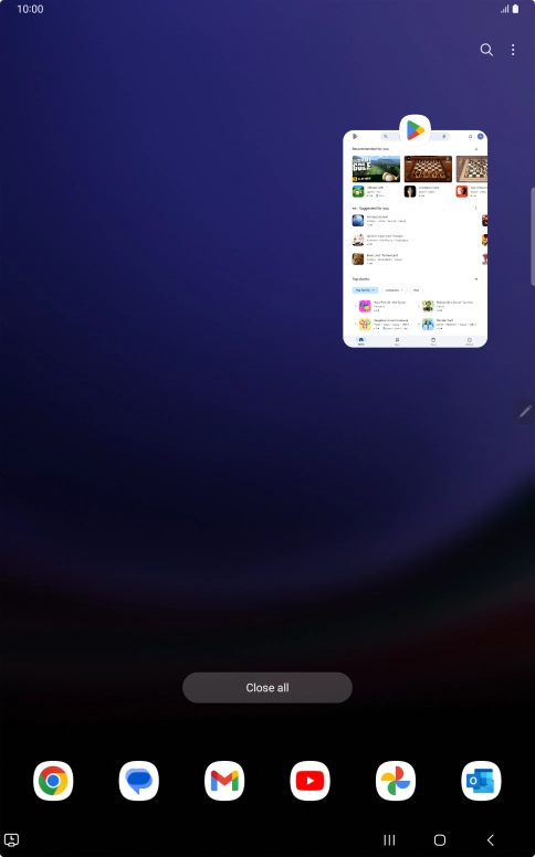 To end one running application, slide your finger upwards on the required application.